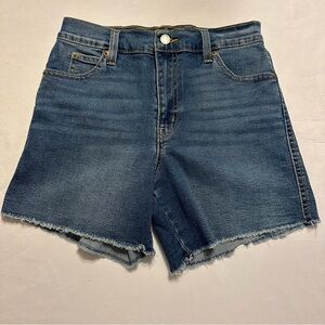 Levi's Dark Blue Frayed Hem Jean Shorts
